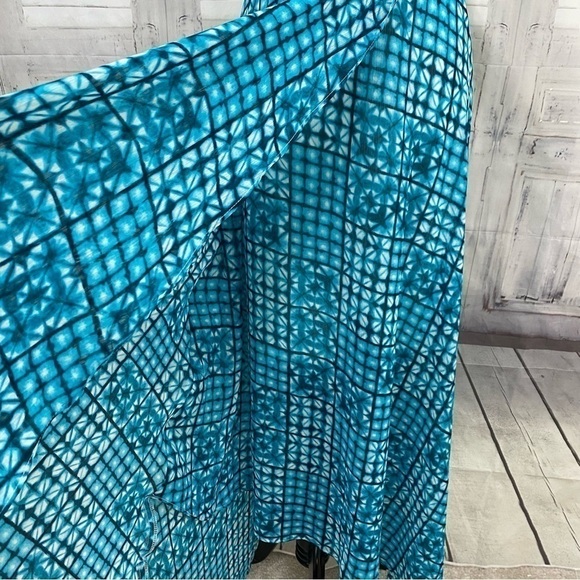 Tommy Hilfiger Blue Chiffon V Neck Maxi Dress High Low Sleeveless Faux Wrap NWT - Picture 6 of 13